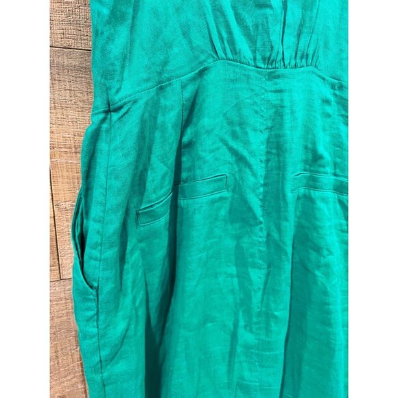 Reiss Kay Sleeveless with Pockets green Linen Dress Size 4 - Picture 8 of 11